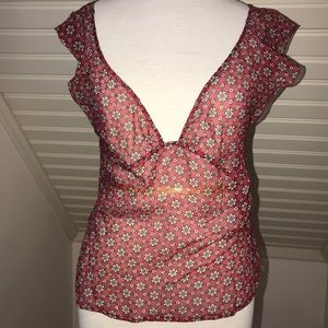 Silk chiffon ruby red top